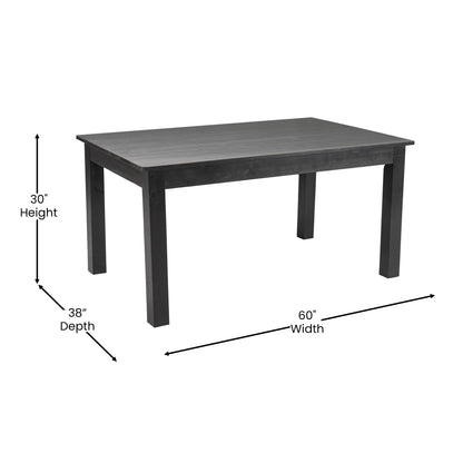 Flash Furniture XA-F-60X38-BW-GG 60" x 38" Rectangular Black Wash Solid Pine Farm Dining Table - View 4