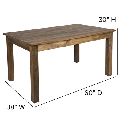 Flash Furniture XA-F-60X38-GG 60" x 38" Rectangular Antique Rustic Solid Pine Farm Dining Table - View 4