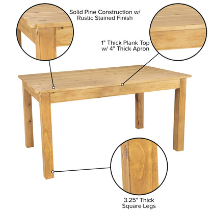 Flash Furniture XA-F-60X38-LN-GG 60" x 38" Rectangular Light Natural Solid Pine Farm Dining Table - View 3