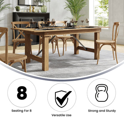 Flash Furniture XA-F-84X40-GG 7' x 40" Rectangular Antique Rustic Solid Pine Folding Farm Table - View 2
