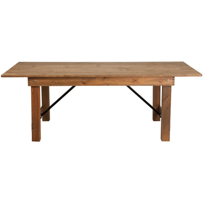 Flash Furniture XA-F-84X40-GG 7' x 40" Rectangular Antique Rustic Solid Pine Folding Farm Table - View 5