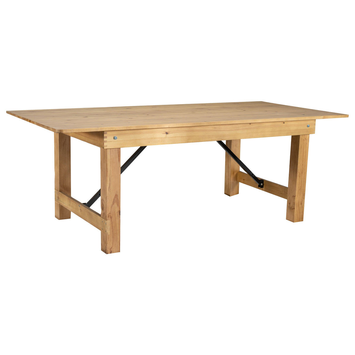Flash Furniture XA-F-84X40-LN-GG 7' x 40" Rectangular Antique Rustic Solid Pine Folding Farm Table (Light Natural) - Main view