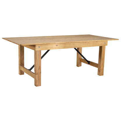 Flash Furniture XA-F-84X40-LN-GG 7' x 40" Rectangular Antique Rustic Solid Pine Folding Farm Table (Light Natural) - Main view