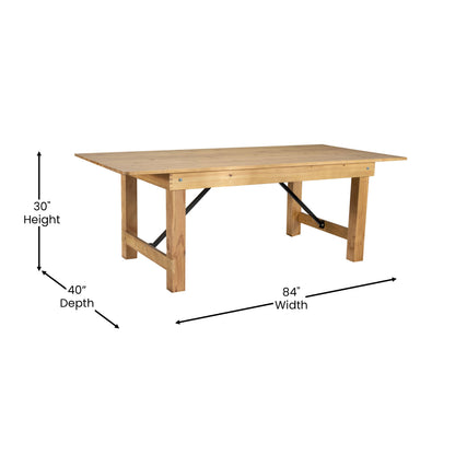 Flash Furniture XA-F-84X40-LN-GG 7' x 40" Rectangular Antique Rustic Solid Pine Folding Farm Table (Light Natural) - View 4