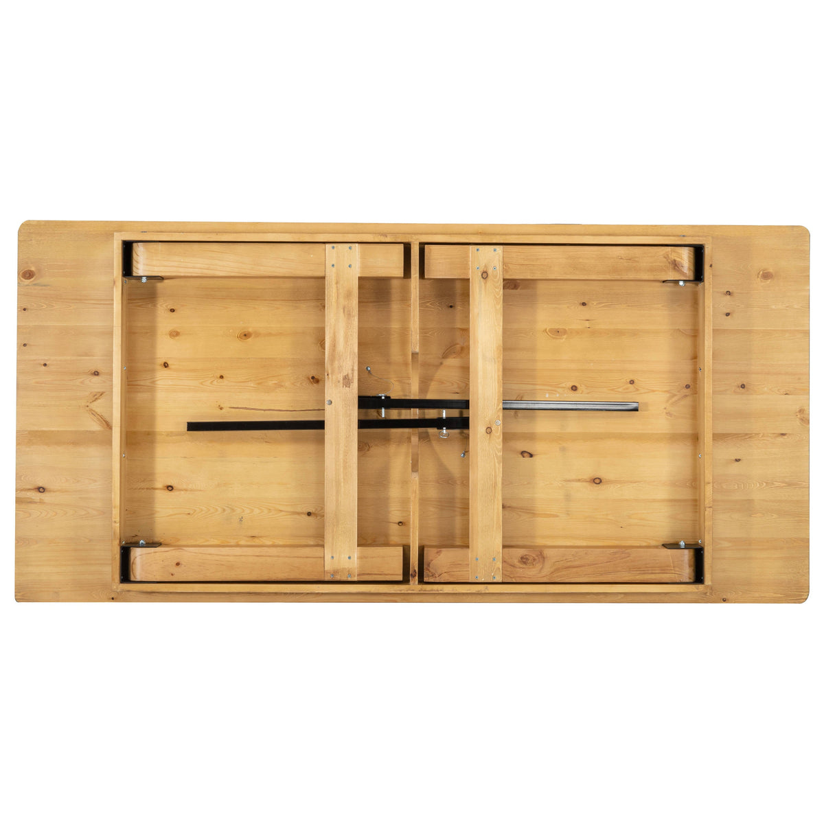 Flash Furniture XA-F-84X40-LN-GG 7' x 40" Rectangular Antique Rustic Solid Pine Folding Farm Table (Light Natural) - View 5