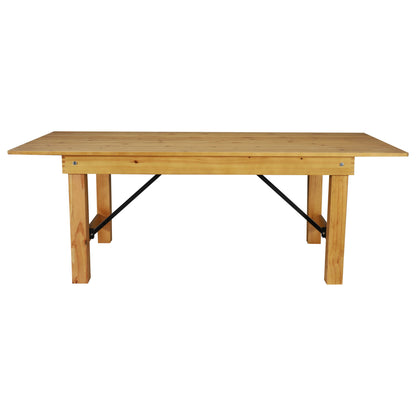 Flash Furniture XA-F-84X40-LN-GG 7' x 40" Rectangular Antique Rustic Solid Pine Folding Farm Table (Light Natural) - View 6