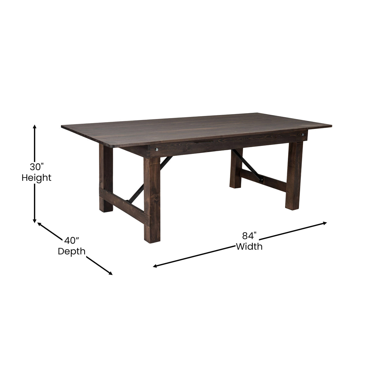 Flash Furniture XA-F-84X40-MG-GG 7' x 40" Rectangular Antique Rustic Solid Pine Folding Farm Table (Mahogany) - View 4