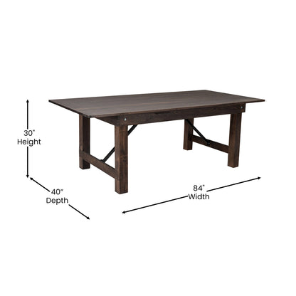 Flash Furniture XA-F-84X40-MG-GG 7' x 40" Rectangular Antique Rustic Solid Pine Folding Farm Table (Mahogany) - View 4