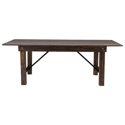 Flash Furniture XA-F-84X40-MG-GG 7' x 40" Rectangular Antique Rustic Solid Pine Folding Farm Table (Mahogany) - View 6