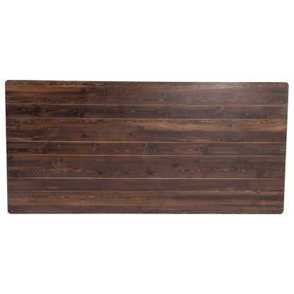 Flash Furniture XA-F-84X40-MG-GG 7' x 40" Rectangular Antique Rustic Solid Pine Folding Farm Table (Mahogany) - View 7