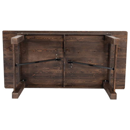 Flash Furniture XA-F-84X40-MG-GG 7' x 40" Rectangular Antique Rustic Solid Pine Folding Farm Table (Mahogany) - View 8