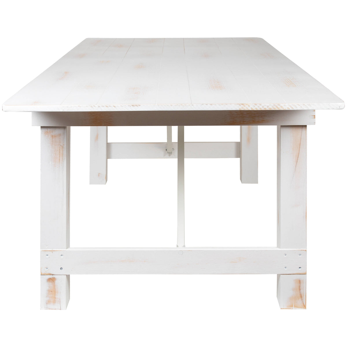 Flash Furniture XA-F-84X40-WH-GG 7' x 40" Rectangular Antique Rustic White Solid Pine Folding Farm Table - View 6