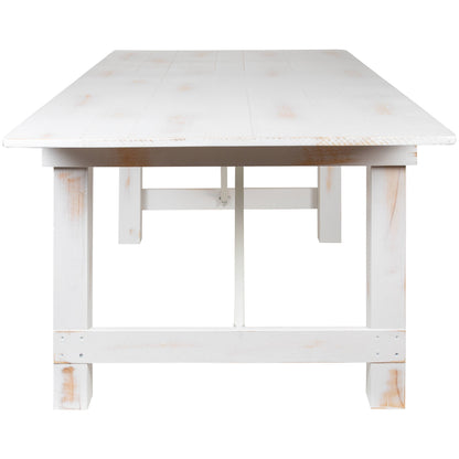 Flash Furniture XA-F-84X40-WH-GG 7' x 40" Rectangular Antique Rustic White Solid Pine Folding Farm Table - View 6