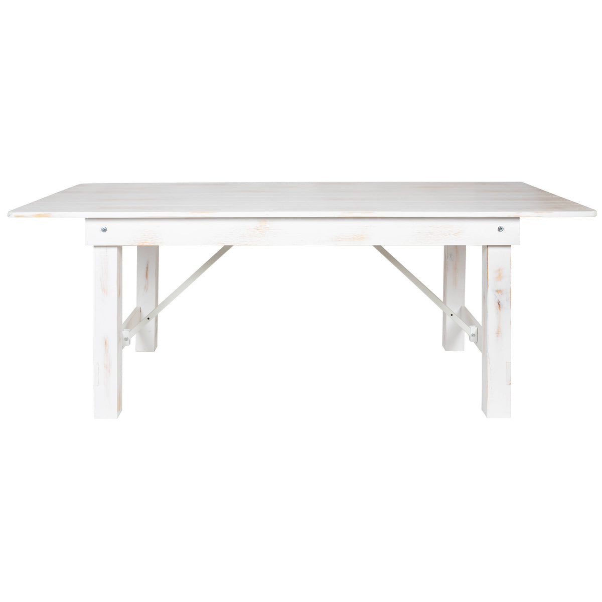 Flash Furniture XA-F-84X40-WH-GG 7' x 40" Rectangular Antique Rustic White Solid Pine Folding Farm Table - View 7
