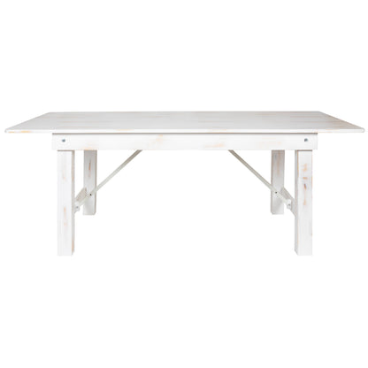 Flash Furniture XA-F-84X40-WH-GG 7' x 40" Rectangular Antique Rustic White Solid Pine Folding Farm Table - View 7