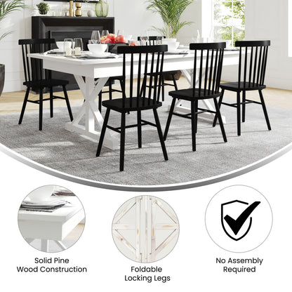 Flash Furniture XA-F-84X40-XLEGS-WH-GG Solid Pine Farm Dining Table with X-Style Legs in Antique Rustic White-7' x 40" - View 2