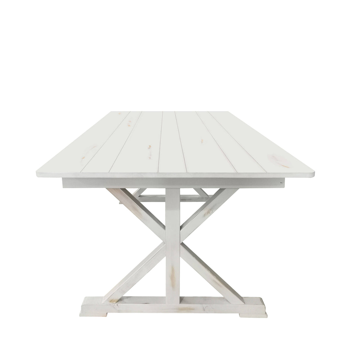 Flash Furniture XA-F-84X40-XLEGS-WH-GG Solid Pine Farm Dining Table with X-Style Legs in Antique Rustic White-7' x 40" - View 5
