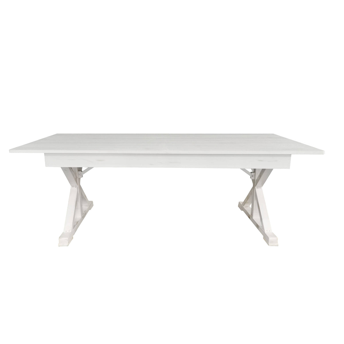 Flash Furniture XA-F-84X40-XLEGS-WH-GG Solid Pine Farm Dining Table with X-Style Legs in Antique Rustic White-7' x 40" - View 6