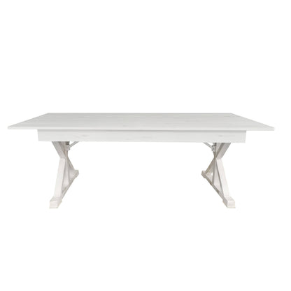 Flash Furniture XA-F-84X40-XLEGS-WH-GG Solid Pine Farm Dining Table with X-Style Legs in Antique Rustic White-7' x 40" - View 6