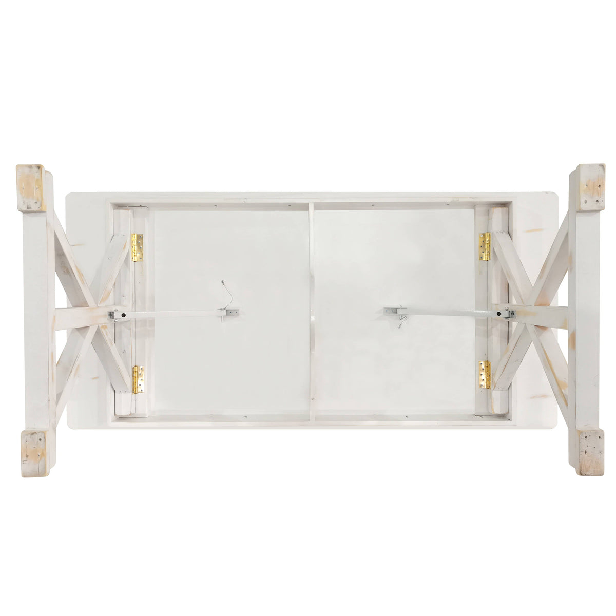 Flash Furniture XA-F-84X40-XLEGS-WH-GG Solid Pine Farm Dining Table with X-Style Legs in Antique Rustic White-7' x 40" - View 8