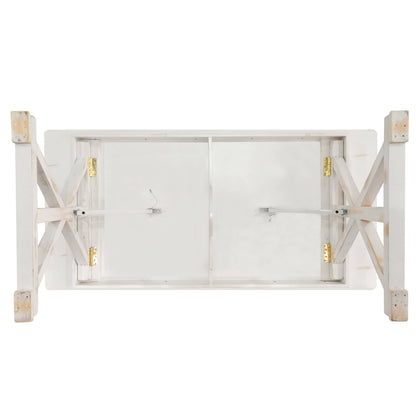 Flash Furniture XA-F-84X40-XLEGS-WH-GG Solid Pine Farm Dining Table with X-Style Legs in Antique Rustic White-7' x 40" - View 8