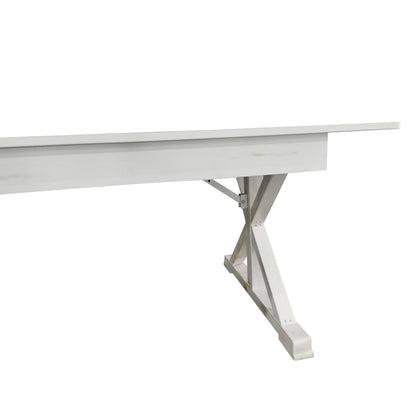 Flash Furniture XA-F-84X40-XLEGS-WH-GG Solid Pine Farm Dining Table with X-Style Legs in Antique Rustic White-7' x 40" - View 9