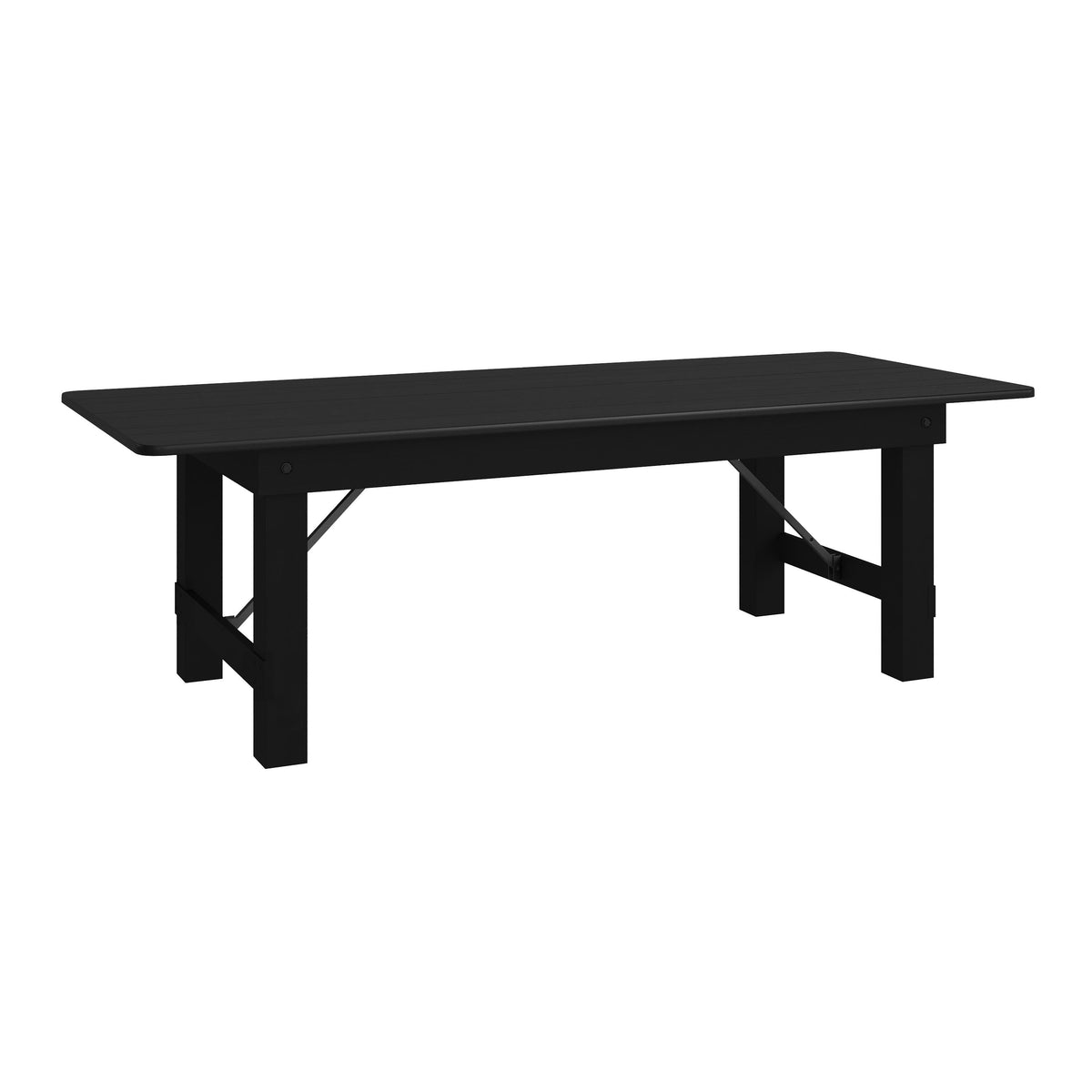 Flash Furniture XA-F-96X40-BW-GG 8' x 40" Rectangular Rustic Solid Pine Farmhouse Folding Table in Black Wash - Main view