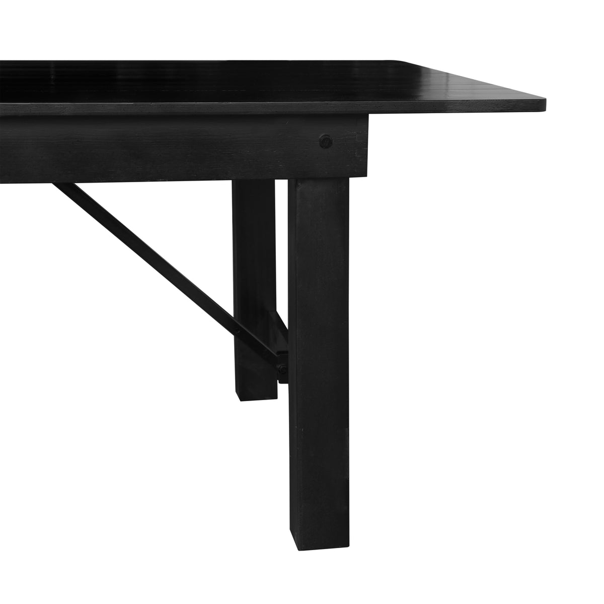 Flash Furniture XA-F-96X40-BW-GG 8' x 40" Rectangular Rustic Solid Pine Farmhouse Folding Table in Black Wash - View 7