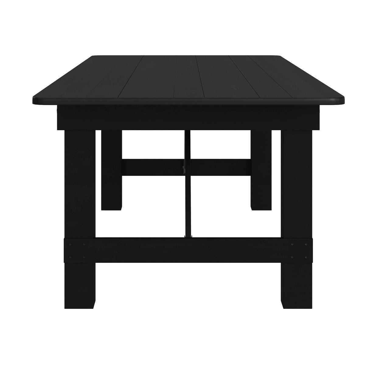 Flash Furniture XA-F-96X40-BW-GG 8' x 40" Rectangular Rustic Solid Pine Farmhouse Folding Table in Black Wash - View 8