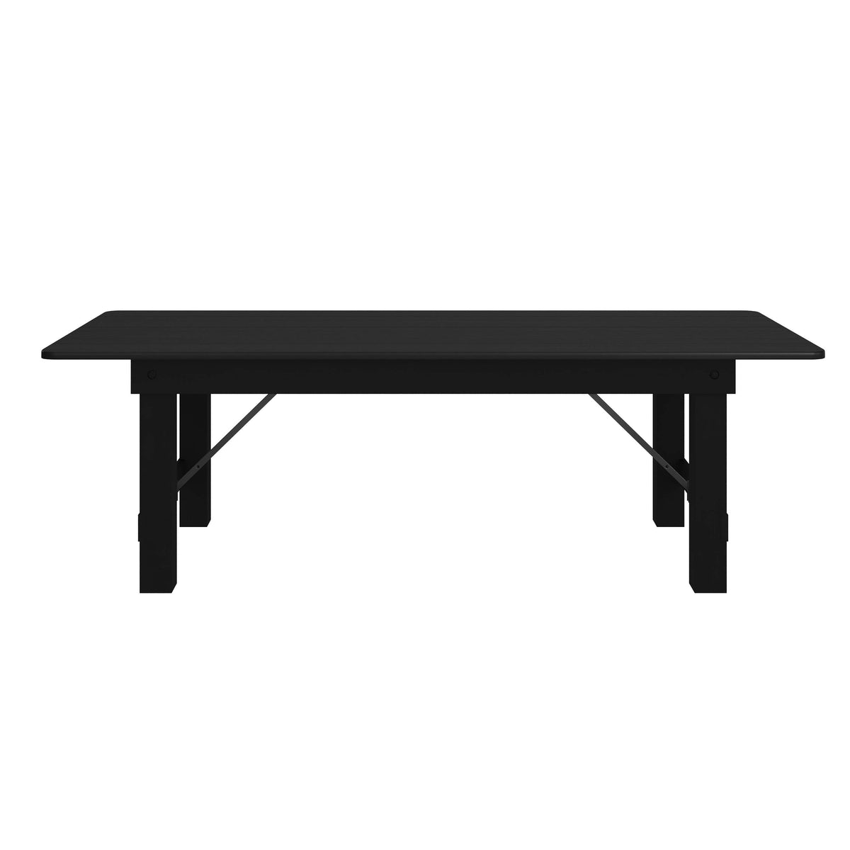 Flash Furniture XA-F-96X40-BW-GG 8' x 40" Rectangular Rustic Solid Pine Farmhouse Folding Table in Black Wash - View 9