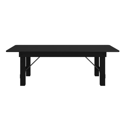 Flash Furniture XA-F-96X40-BW-GG 8' x 40" Rectangular Rustic Solid Pine Farmhouse Folding Table in Black Wash - View 9