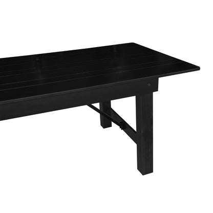 Flash Furniture XA-F-96X40-BW-GG 8' x 40" Rectangular Rustic Solid Pine Farmhouse Folding Table in Black Wash - View 11