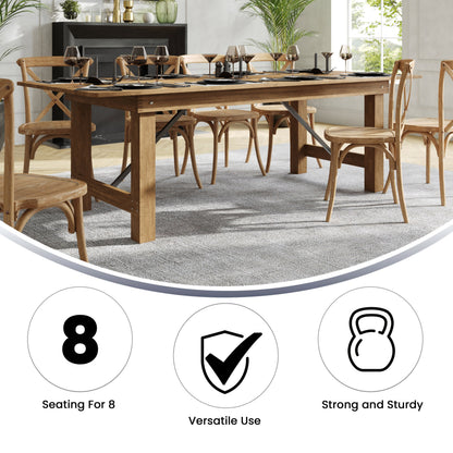 Flash Furniture XA-F-96X40-GG 8' x 40" Rectangular Antique Rustic Solid Pine Folding Farm Table - View 2