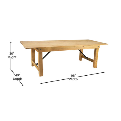 Flash Furniture XA-F-96X40-LN-GG 8' x 40" Rectangular Antique Rustic Light Natural Solid Pine Folding Farm Table - View 4