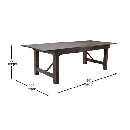 Flash Furniture XA-F-96X40-MG-GG 8' x 40" Rectangular Antique Rustic Mahogany Solid Pine Folding Farm Table - View 4