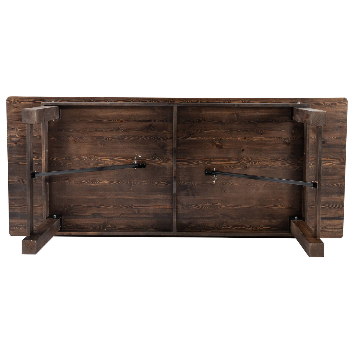 Flash Furniture XA-F-96X40-MG-GG 8' x 40" Rectangular Antique Rustic Mahogany Solid Pine Folding Farm Table - View 8