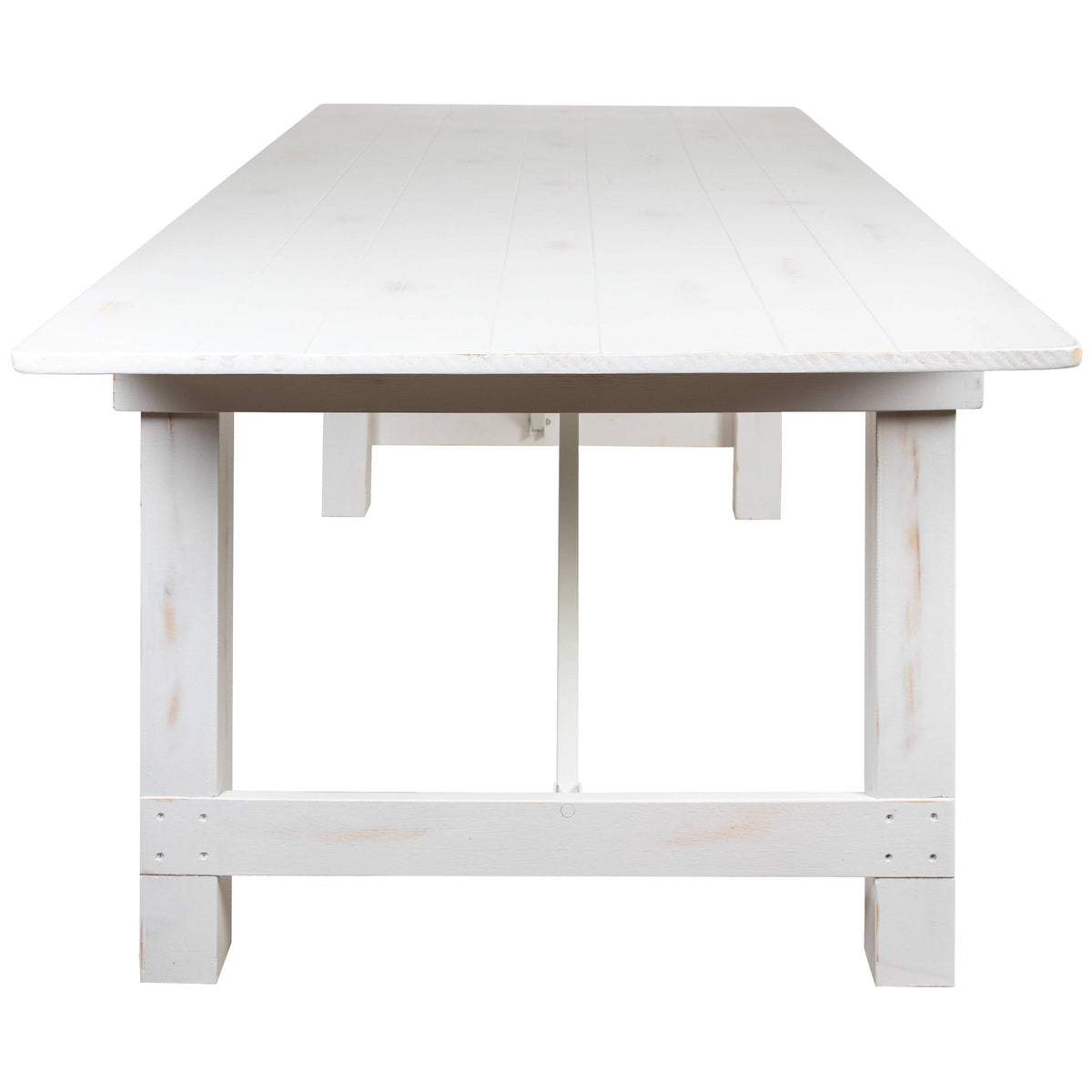 Flash Furniture XA-F-96X40-WH-GG 8' x 40" Rectangular Antique Rustic White Solid Pine Folding Farm Table - View 6