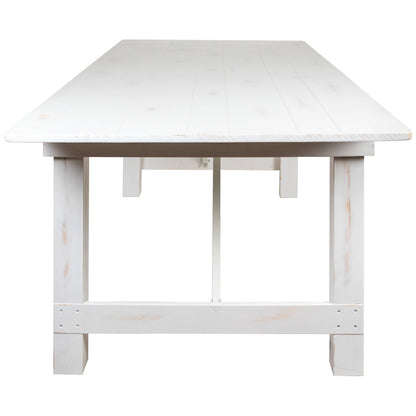 Flash Furniture XA-F-96X40-WH-GG 8' x 40" Rectangular Antique Rustic White Solid Pine Folding Farm Table - View 6