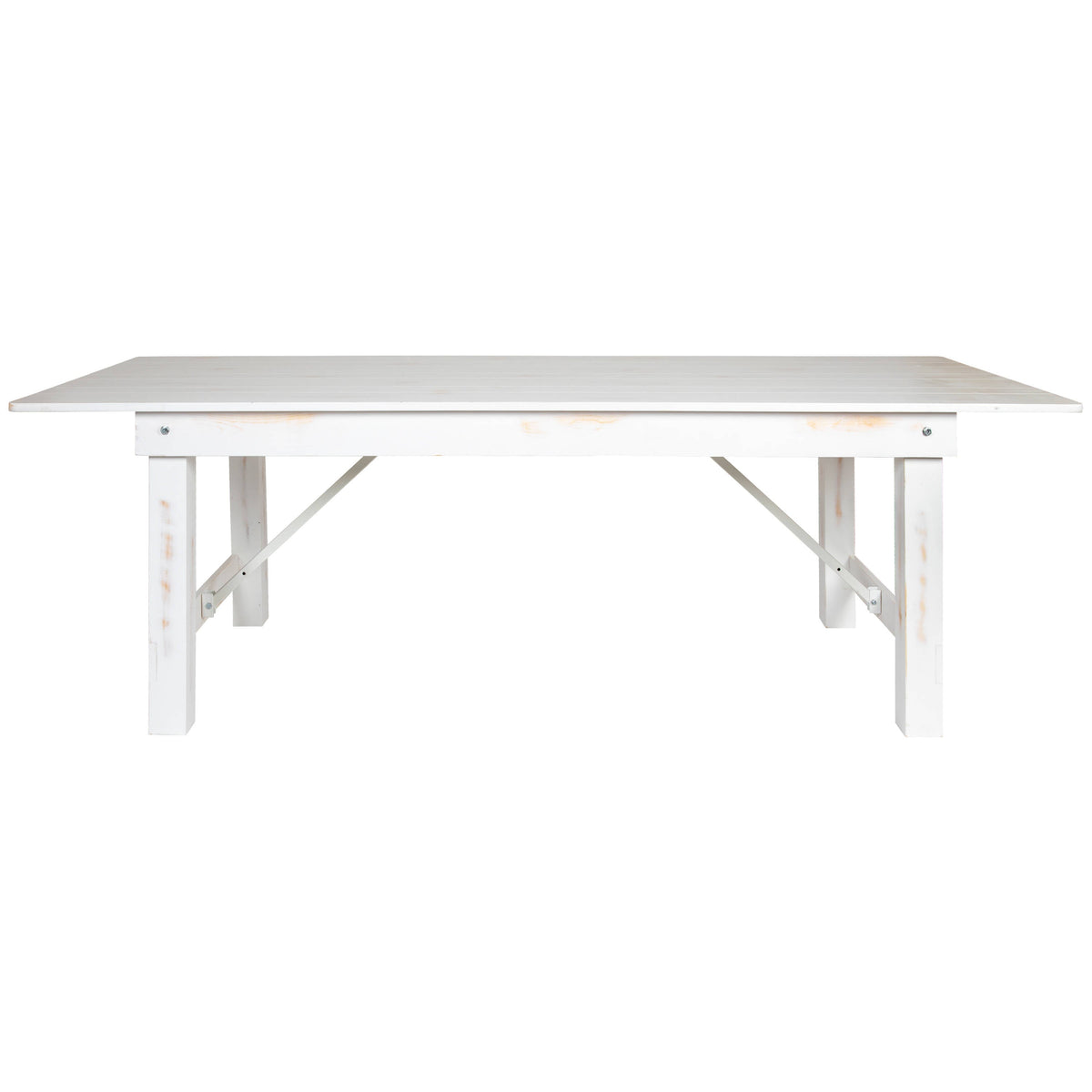 Flash Furniture XA-F-96X40-WH-GG 8' x 40" Rectangular Antique Rustic White Solid Pine Folding Farm Table - View 7