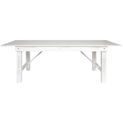 Flash Furniture XA-F-96X40-WH-GG 8' x 40" Rectangular Antique Rustic White Solid Pine Folding Farm Table - View 7