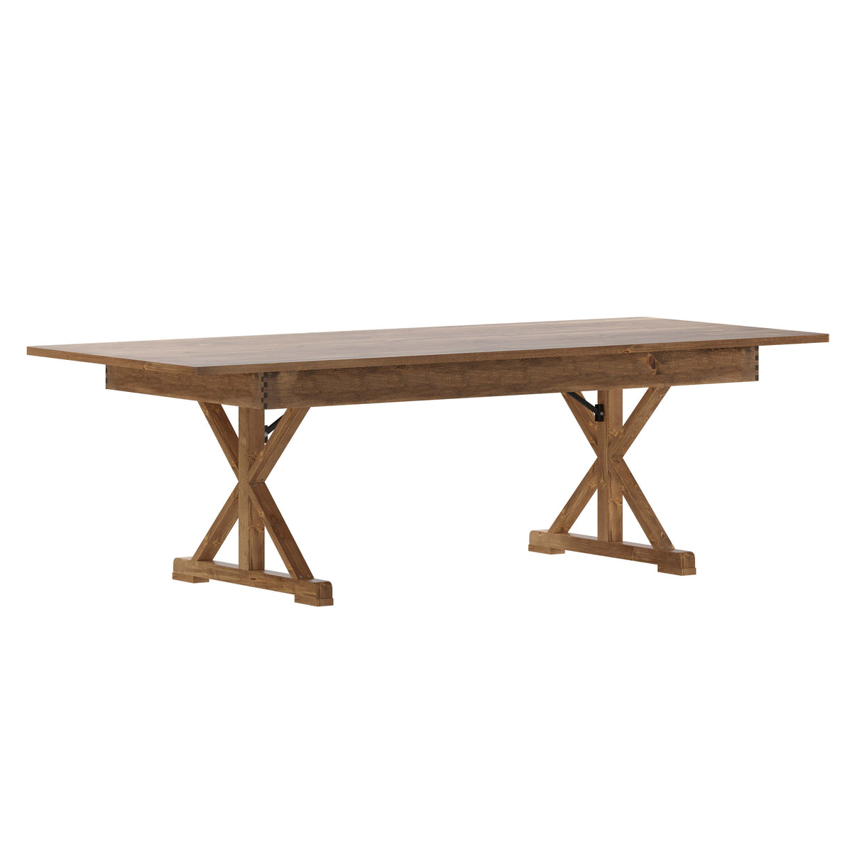 Flash Furniture XA-F-96X40-XLEGS-GG Solid Pine Farm Dining Table with X-Style Legs in Antique Rustic - 8' x 40" - Main view