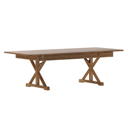 Flash Furniture XA-F-96X40-XLEGS-GG Solid Pine Farm Dining Table with X-Style Legs in Antique Rustic - 8' x 40" - Main view