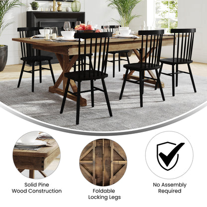 Flash Furniture XA-F-96X40-XLEGS-GG Solid Pine Farm Dining Table with X-Style Legs in Antique Rustic - 8' x 40" - View 2