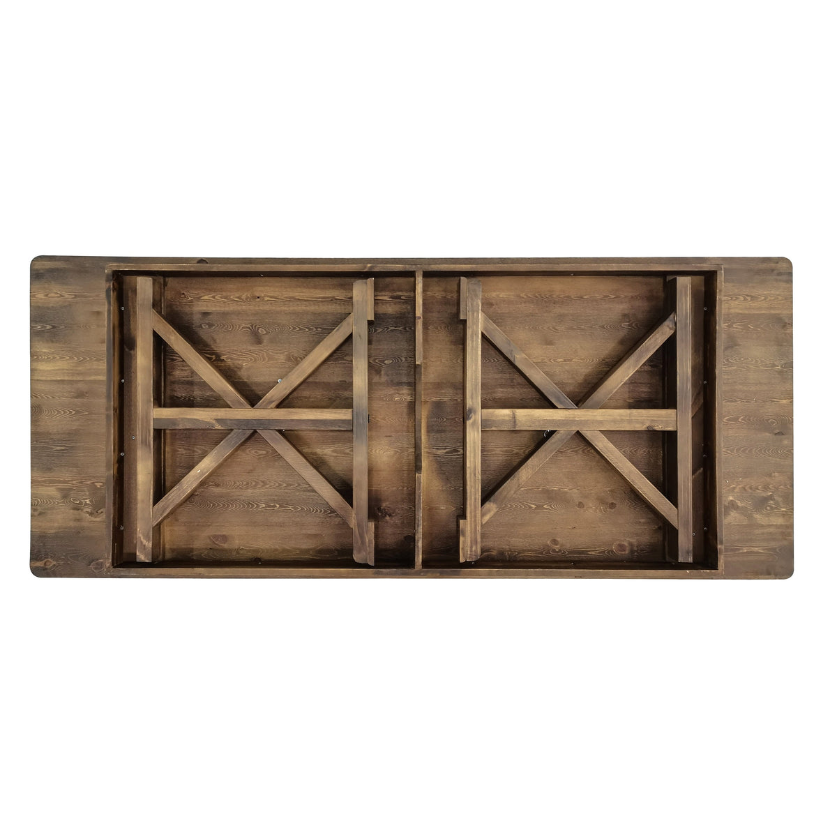 Flash Furniture XA-F-96X40-XLEGS-GG Solid Pine Farm Dining Table with X-Style Legs in Antique Rustic - 8' x 40" - View 4