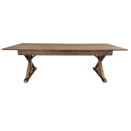 Flash Furniture XA-F-96X40-XLEGS-GG Solid Pine Farm Dining Table with X-Style Legs in Antique Rustic - 8' x 40" - View 6