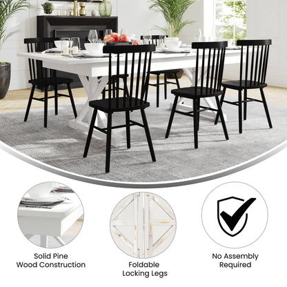 Flash Furniture XA-F-96X40-XLEGS-WH-GG Solid Pine Farm Dining Table with X-Style Legs in Antique Rustic White-8' x 40" - View 2