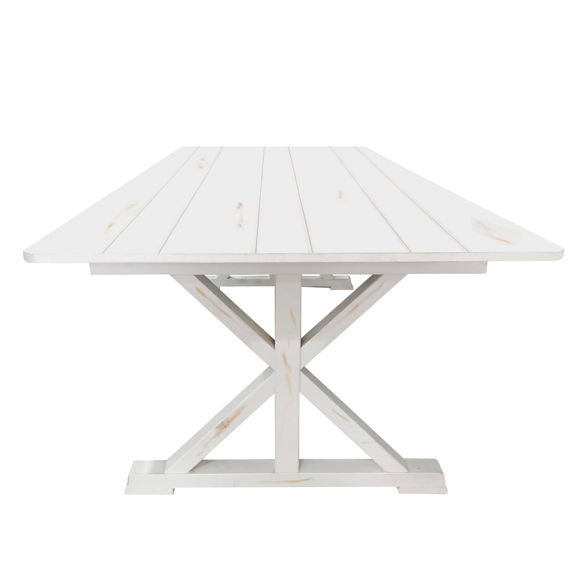 Flash Furniture XA-F-96X40-XLEGS-WH-GG Solid Pine Farm Dining Table with X-Style Legs in Antique Rustic White-8' x 40" - View 5