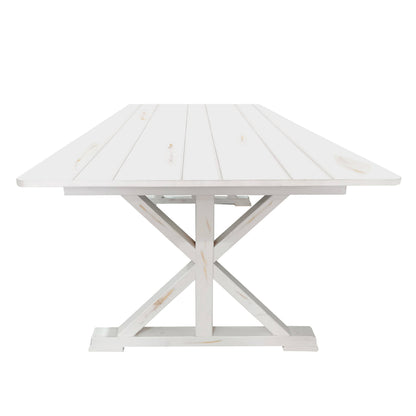 Flash Furniture XA-F-96X40-XLEGS-WH-GG Solid Pine Farm Dining Table with X-Style Legs in Antique Rustic White-8' x 40" - View 5