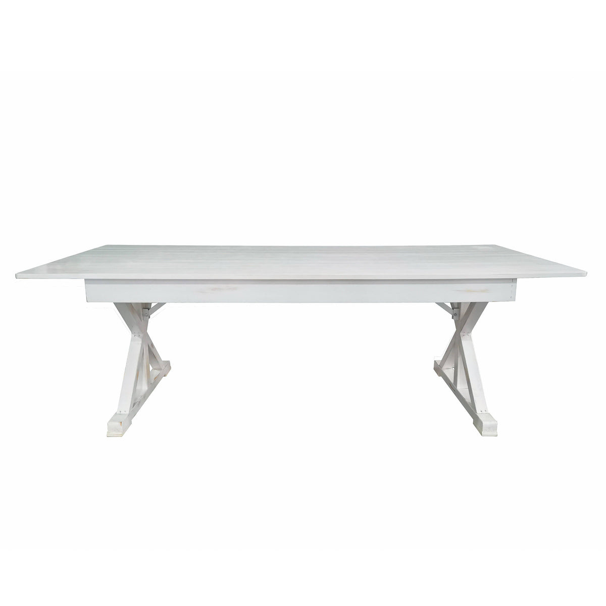 Flash Furniture XA-F-96X40-XLEGS-WH-GG Solid Pine Farm Dining Table with X-Style Legs in Antique Rustic White-8' x 40" - View 6