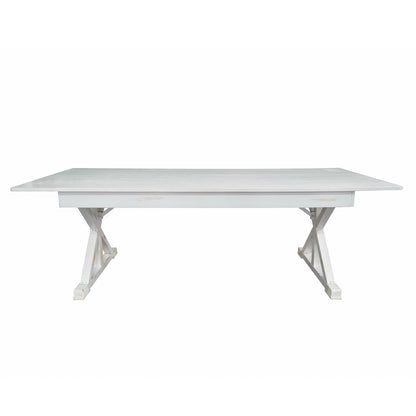 Flash Furniture XA-F-96X40-XLEGS-WH-GG Solid Pine Farm Dining Table with X-Style Legs in Antique Rustic White-8' x 40" - View 6